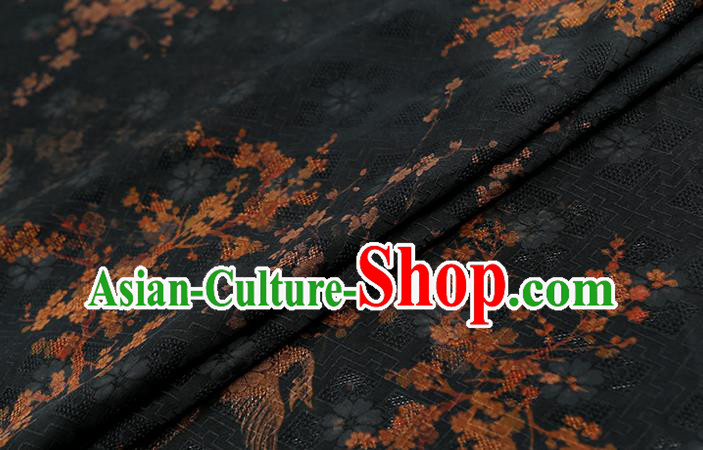 Chinese Classical Phoenix Pattern Silk Drapery Traditional Qipao Dress Fabric Black Gambiered Guangdong Gauze