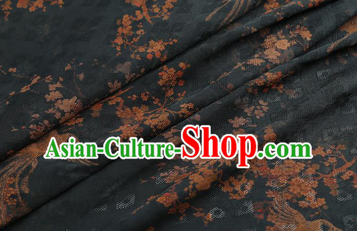 Chinese Classical Phoenix Pattern Silk Drapery Traditional Qipao Dress Fabric Black Gambiered Guangdong Gauze