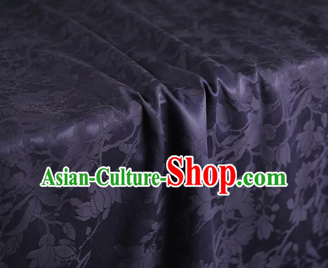 Chinese Classical Qipao Dress Gambiered Guangdong Gauze Cloth Traditional Jacquard Mangnolia Purple Silk Fabric