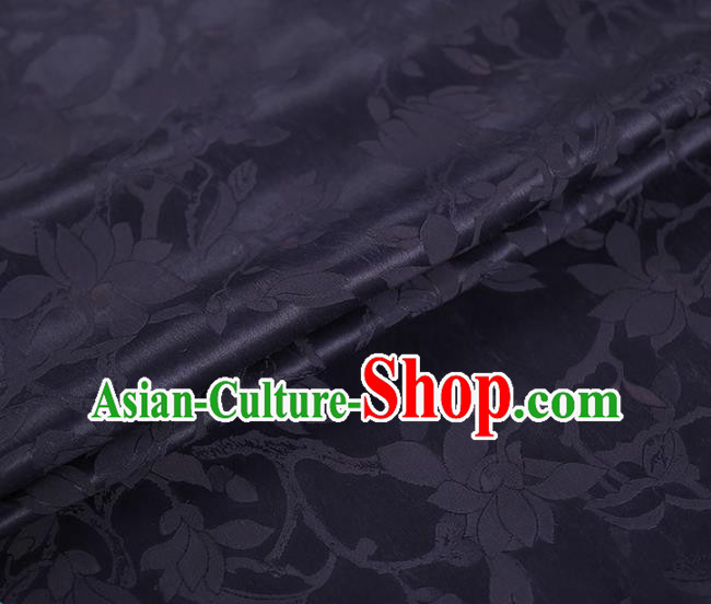 Chinese Classical Qipao Dress Gambiered Guangdong Gauze Cloth Traditional Jacquard Mangnolia Purple Silk Fabric