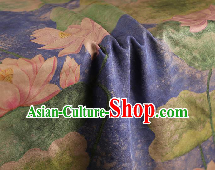 Chinese Qipao Dress Violet Gambiered Guangdong Gauze Classical Lotus Pattern Silk Fabric Traditional Brocade Cloth