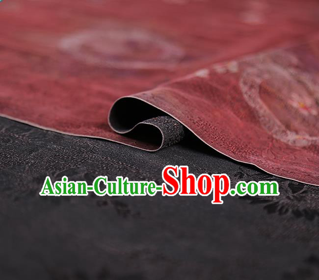 Chinese Traditional Jacquard Silk Fabric Classical Qipao Dress Purplish Red Gambiered Guangdong Gauze Cloth