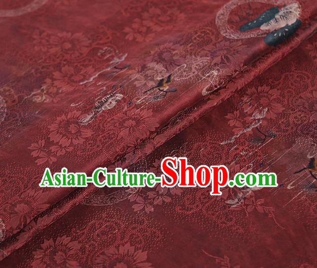 Chinese Traditional Jacquard Silk Fabric Classical Qipao Dress Purplish Red Gambiered Guangdong Gauze Cloth