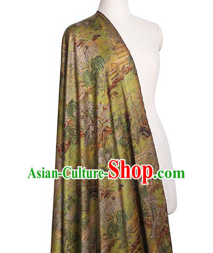 Chinese Traditional Light Green Silk Fabric Classical Qipao Dress Material Gambiered Guangdong Gauze