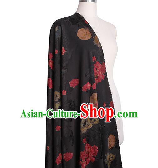 Chinese Traditional Cheongsam Silk Fabric Classical Black Gambiered Guangdong Gauze Material