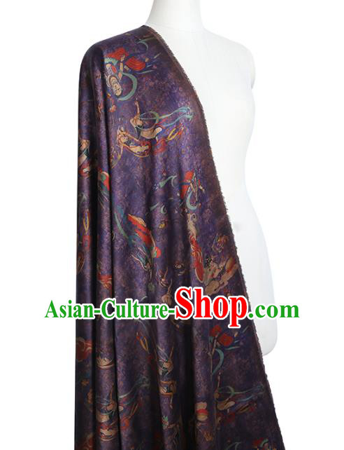 Chinese Classical Flying Goddess Pattern Silk Fabric  Traditional Cheongsam Purple Brocade Material