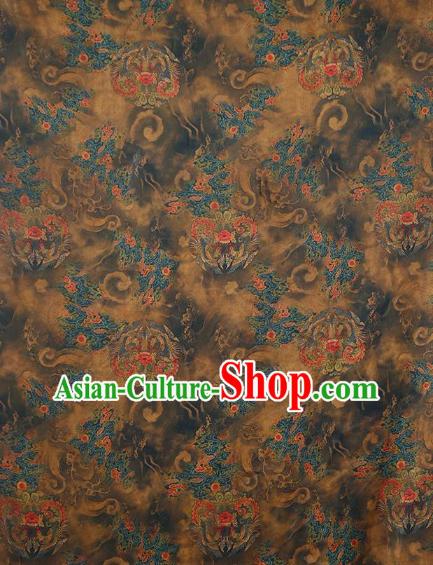 Chinese Classical Phoenix Pattern Brown Silk Fabric Traditional Cheongsam Tapestry Brocade Material
