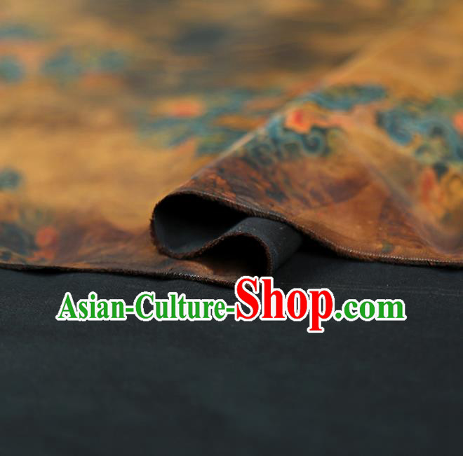Chinese Classical Phoenix Pattern Brown Silk Fabric Traditional Cheongsam Tapestry Brocade Material