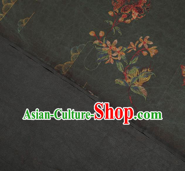 Chinese Traditional Atrovirens Cloth Qipao Dress Gambiered Guangdong Gauze Classical Butterfly Pattern Silk Fabric