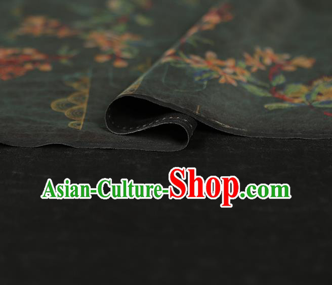 Chinese Traditional Atrovirens Cloth Qipao Dress Gambiered Guangdong Gauze Classical Butterfly Pattern Silk Fabric