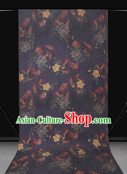 Chinese Traditional Qipao Dress Silk Fabric Classical Peony Pattern Purple Gambiered Guangdong Gauze Drapery