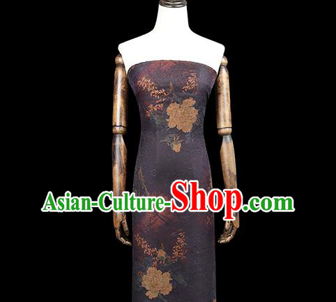 Chinese Traditional Qipao Dress Silk Fabric Classical Peony Pattern Purple Gambiered Guangdong Gauze Drapery