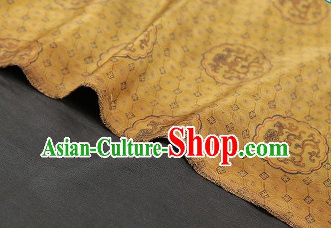 Chinese Traditional Tang Suit Silk Fabric Classical Dragon Pattern Golden Brocade Drapery
