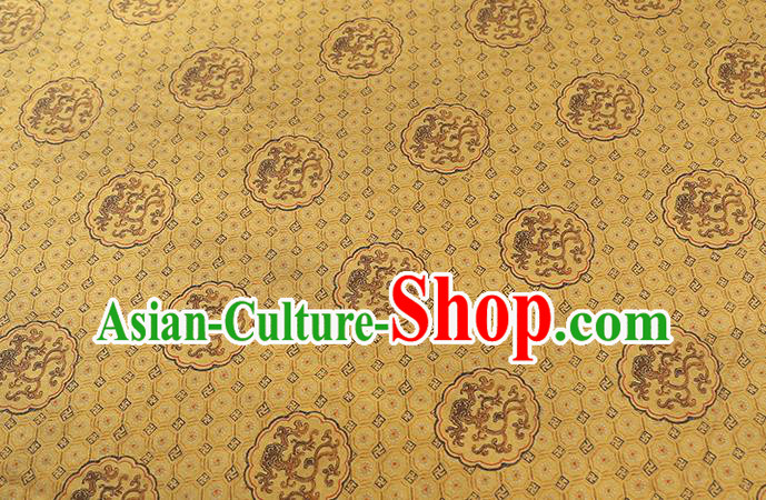 Chinese Traditional Tang Suit Silk Fabric Classical Dragon Pattern Golden Brocade Drapery