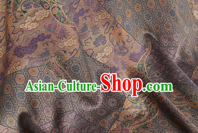 Chinese Classical Pattern Gambiered Guangdong Gauze Drapery Traditional Tang Suit Light Purple Silk Fabric