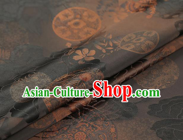 Chinese Classical Butterfly Pattern Gambiered Guangdong Gauze Drapery Traditional Qipao Dress Brown Silk Fabric