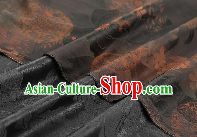 Chinese Classical Butterfly Pattern Gambiered Guangdong Gauze Drapery Traditional Qipao Dress Brown Silk Fabric