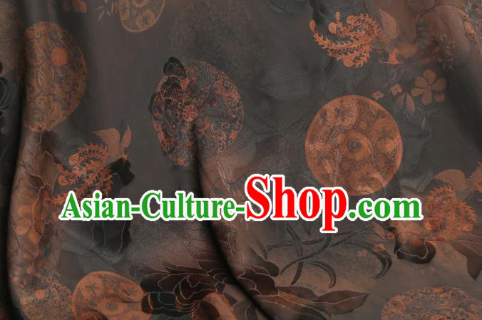 Chinese Classical Butterfly Pattern Gambiered Guangdong Gauze Drapery Traditional Qipao Dress Brown Silk Fabric