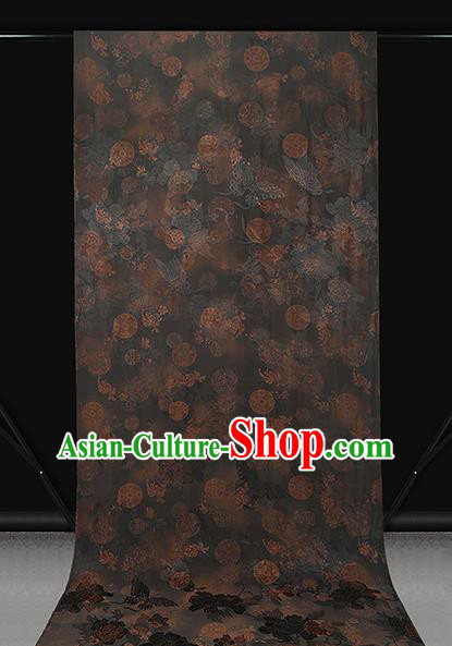 Chinese Classical Butterfly Pattern Gambiered Guangdong Gauze Drapery Traditional Qipao Dress Brown Silk Fabric