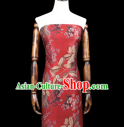 Chinese Wedding Printing Red Gambiered Guangdong Gauze Drapery Traditional Qipao Dress Silk Fabric