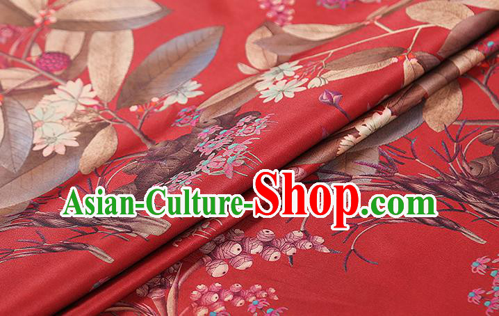 Chinese Wedding Printing Red Gambiered Guangdong Gauze Drapery Traditional Qipao Dress Silk Fabric