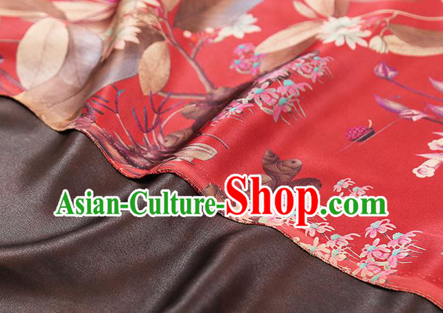 Chinese Wedding Printing Red Gambiered Guangdong Gauze Drapery Traditional Qipao Dress Silk Fabric