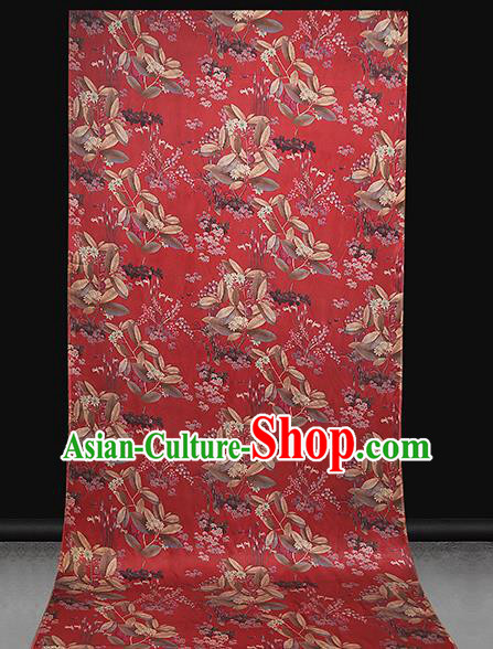Chinese Wedding Printing Red Gambiered Guangdong Gauze Drapery Traditional Qipao Dress Silk Fabric