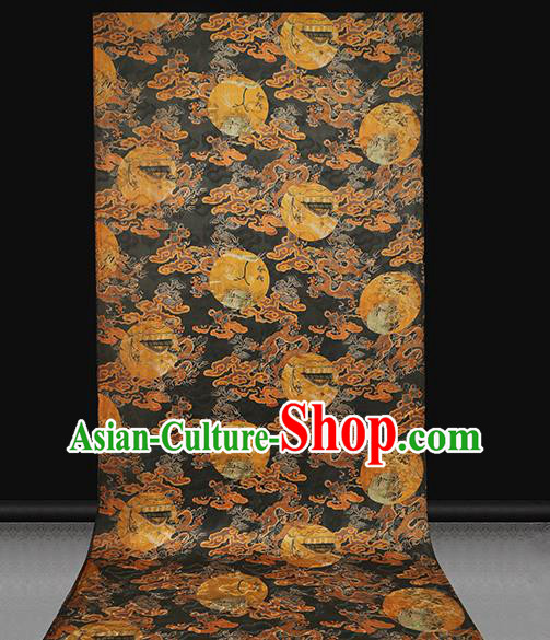 Chinese Printing Dragon Black Gambiered Guangdong Gauze Drapery Traditional Tang Suit Silk Fabric