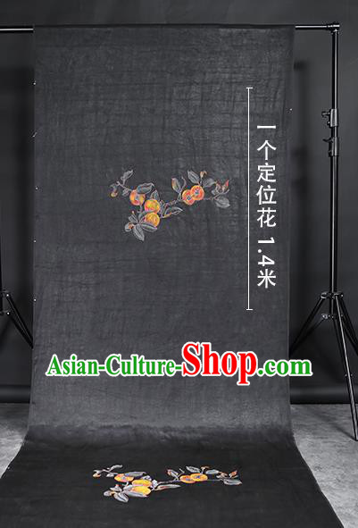 China Cheongsam Drapery Classical Gambiered Guangdong Gauze Traditional Hand Painting Persimmon Black Silk Fabric