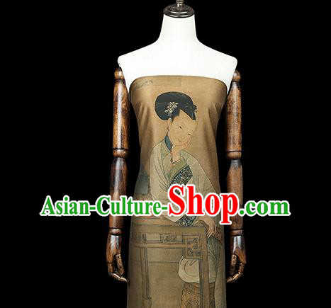 China Cheongsam Drapery Classical Ginger Gambiered Guangdong Gauze Traditional Printing Beauty Silk Fabric