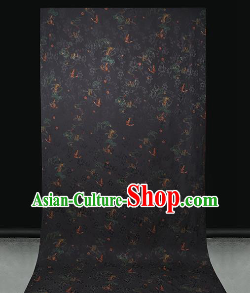 Chinese Traditional Qipao Dress Silk Satin Fabric Classical Butterfly Pattern Black Brocade Drapery