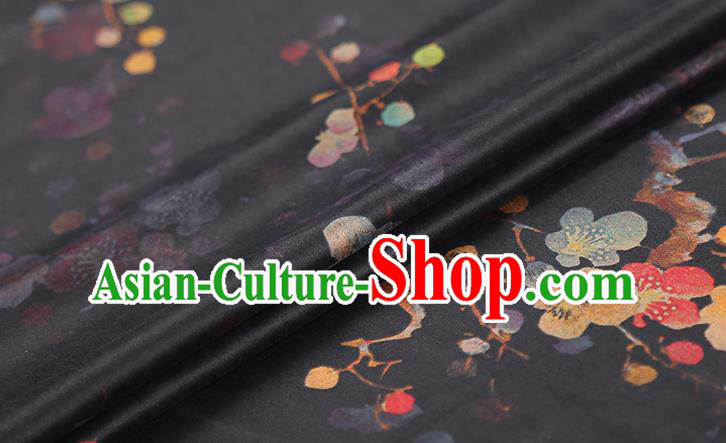 Chinese Traditional Qipao Dress Tapestry Silk Fabric Classical Plum Blossom Pattern Black Brocade Drapery
