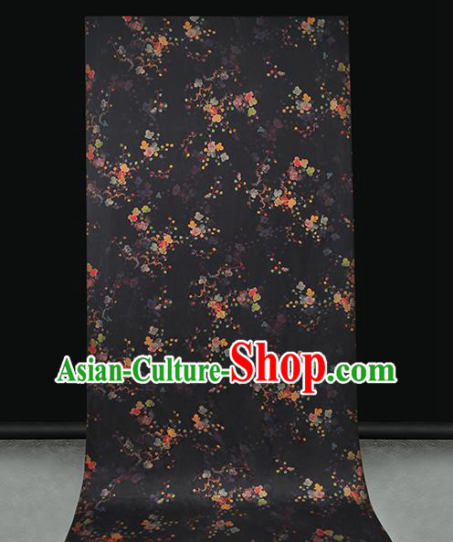 Chinese Traditional Qipao Dress Tapestry Silk Fabric Classical Plum Blossom Pattern Black Brocade Drapery