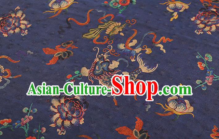 Chinese Classical Carp Pattern Brocade Drapery Traditional Qipao Dress Royalblue Tapestry Silk Fabric