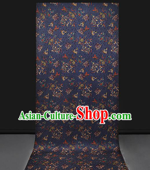 Chinese Classical Carp Pattern Brocade Drapery Traditional Qipao Dress Royalblue Tapestry Silk Fabric