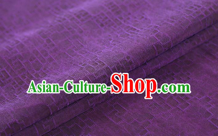 Chinese Classical Jacquard Gambiered Guangdong Gauze Traditional Qipao Dress Purple Silk Fabric