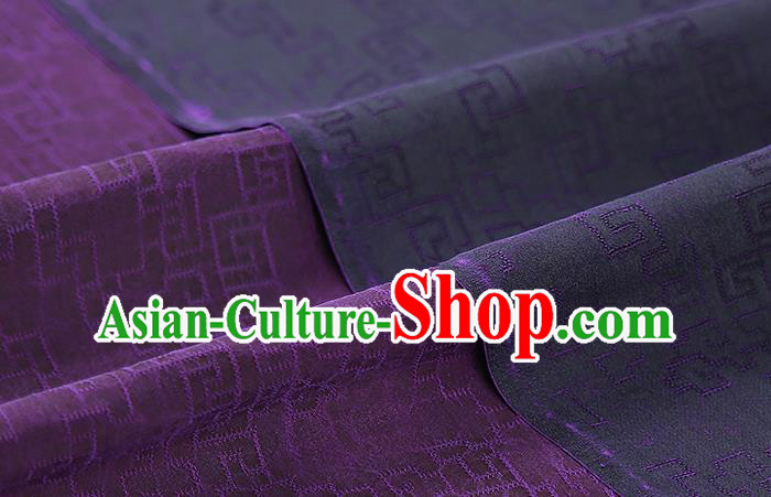 Chinese Classical Jacquard Gambiered Guangdong Gauze Traditional Qipao Dress Purple Silk Fabric