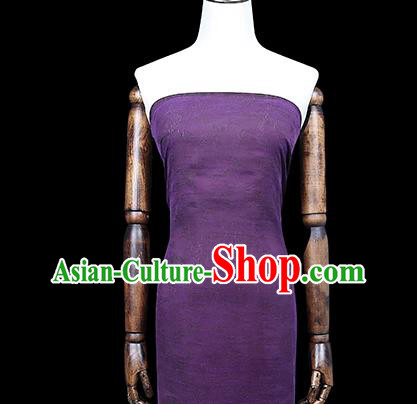 Chinese Traditional Qipao Dress Purple Silk Fabric Classical Jacquard Gambiered Guangdong Gauze
