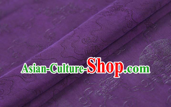 Chinese Traditional Qipao Dress Purple Silk Fabric Classical Jacquard Gambiered Guangdong Gauze