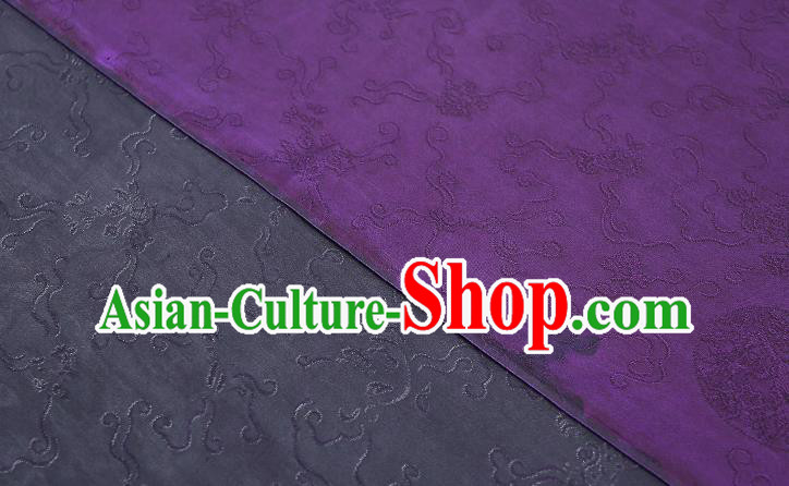 Chinese Traditional Qipao Dress Purple Silk Fabric Classical Jacquard Gambiered Guangdong Gauze