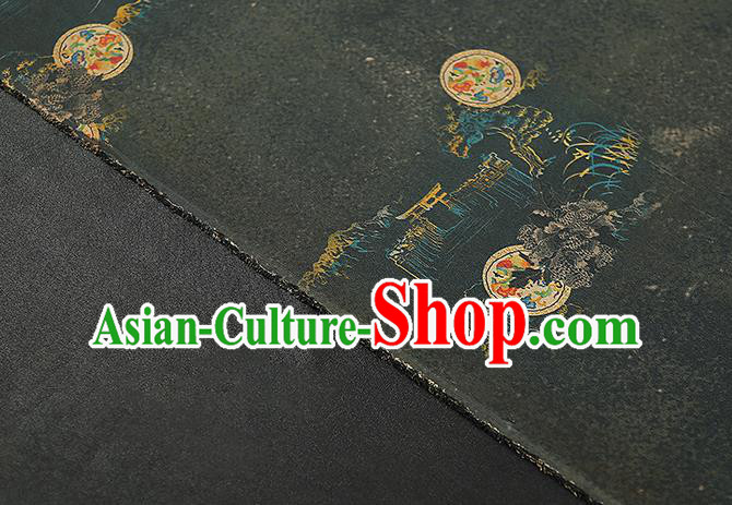 Chinese Classical Atrovirens Gambiered Guangdong Gauze Traditional Qipao Dress Silk Fabric
