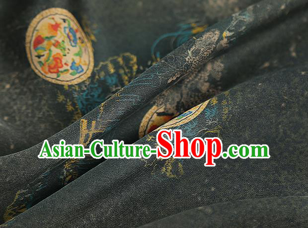 Chinese Classical Atrovirens Gambiered Guangdong Gauze Traditional Qipao Dress Silk Fabric