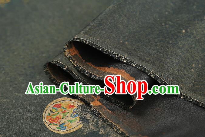 Chinese Classical Atrovirens Gambiered Guangdong Gauze Traditional Qipao Dress Silk Fabric