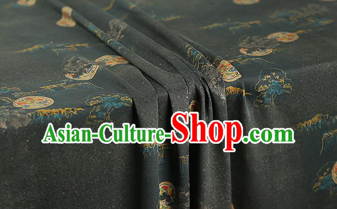 Chinese Classical Atrovirens Gambiered Guangdong Gauze Traditional Qipao Dress Silk Fabric