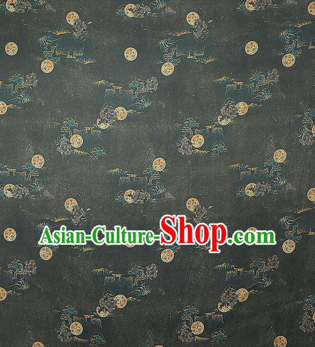 Chinese Classical Atrovirens Gambiered Guangdong Gauze Traditional Qipao Dress Silk Fabric