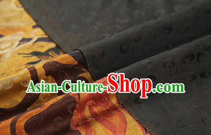 Chinese Classical Golden Gambiered Guangdong Gauze Traditional Qipao Dress Silk Fabric Brocade Tapestry