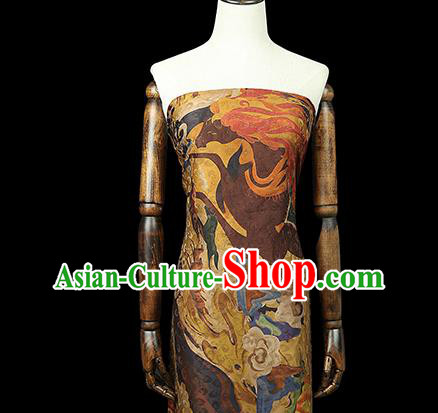 Chinese Classical Golden Gambiered Guangdong Gauze Traditional Qipao Dress Silk Fabric Brocade Tapestry