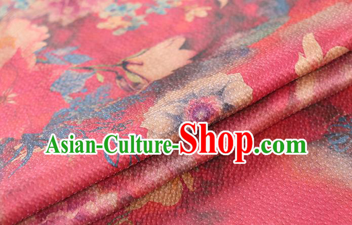 Chinese Classical Red Gambiered Guangdong Gauze Traditional Qipao Dress Silk Fabric