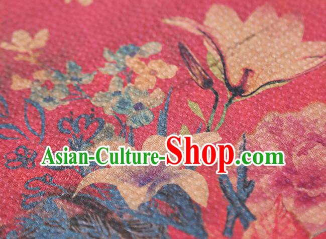 Chinese Classical Red Gambiered Guangdong Gauze Traditional Qipao Dress Silk Fabric