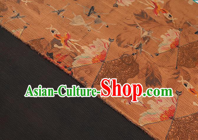 Chinese Classical Orange Gambiered Guangdong Gauze Traditional Qipao Dress Printing Silk Fabric
